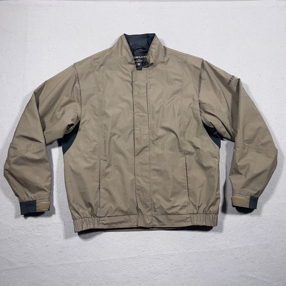 FootJoy DryJoys Golf Jacket Men‎ Large Full Zip Tan Black Outdoor Windbreaker
